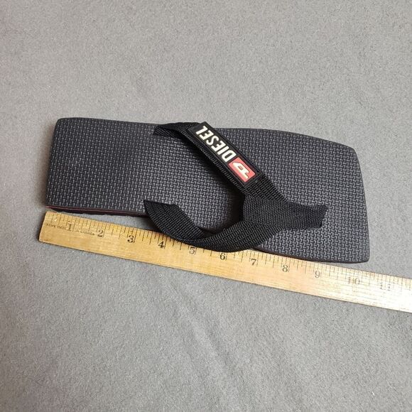 Rare Y2K Square Toe Black Diesel 8 Women or 6 Men Flip Flop Sandle Vtg Beach - Picture 13 of 13